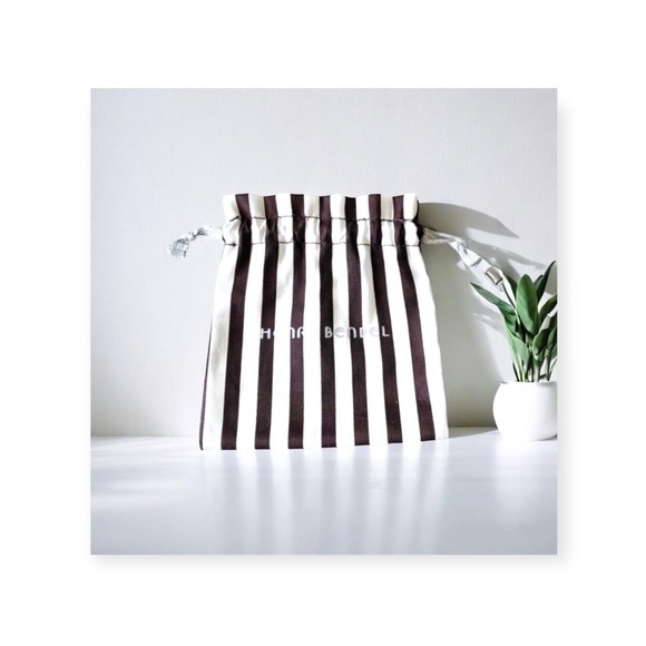 henri bendel Handbags - HTF: Henri Bendel ᯾ Iconic Brown + White Stripe Mini Dustbag ᯾ All Stores Closed